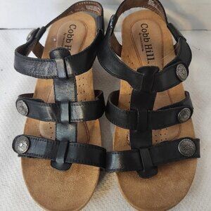 Cobb Hill Black Low Wedge Sandal 8.5 W EUC